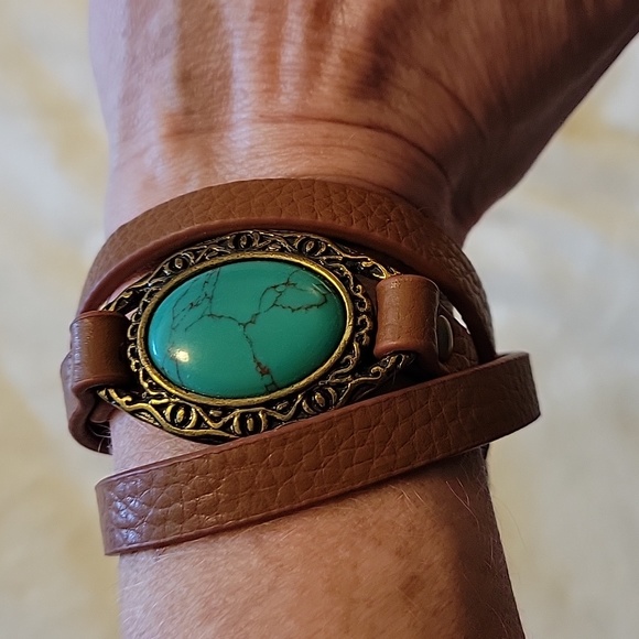 Premier Designs Jewelry - Premier Designs Wrap Bracelet Turquoise/Bronze Tone